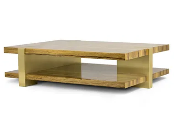 GUMA 1 - Rectangular wooden coffee table with brass details by JOSÉ LEITE DE CASTRO - view 2